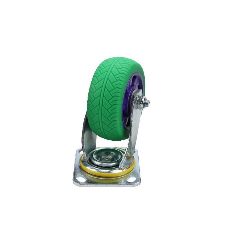 6 Inch Caster Silent Solid Rubber Wheel Flat Cart Wheel Heavy Caster Brake Wheel Green Purple