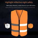 Zipper Reflective Safety Vest Car Traffic Safety Warning Vest Double Reflective Strip for Sanitation Construction Riding - Fluorescent Orange