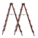 1.7m Creative Antique Wooden Ladder Western Style House Family Ladder Folding Aluminum Ladder Thickening Double-sided Wooden Ladder 6 Steps