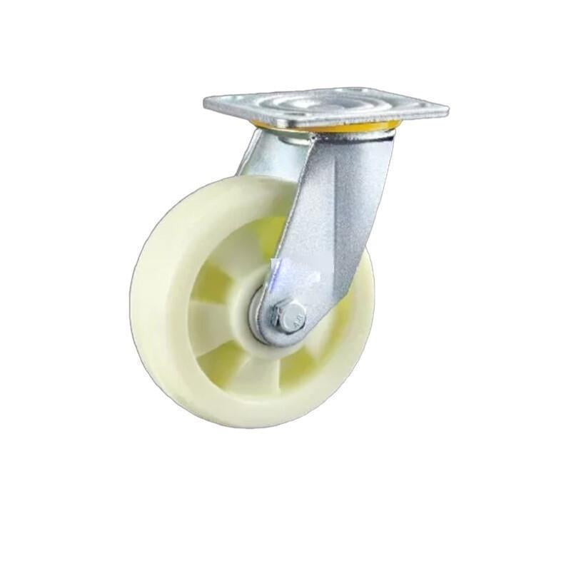 C1-8 Inch Flat Bottom Double Brake Heavy Beige Polypropylene (PP) Caster Universal Wheel 4 Sets / Set