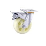 4 Sets 4 Inch Flat Bottom Caster Double Brake Heavy Beige Polypropylene (PP) Caster Universal Wheel