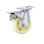 4 Sets 4 Inch Flat Bottom Caster Double Brake Heavy Beige Polypropylene (PP) Caster Universal Wheel