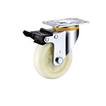 B7-5 Inch Flat Bottom Plastic Double Brake Beige Polypropylene (PP) Caster Medium Universal Wheel 4 Sets / Set