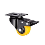 A4-1.5 Inch Flat Bottom Double Brake Orange Polyurethane (PU) Casters 4 Sets Of Medium And Light Universal Wheels