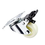 4 Sets 2 Inch Flat Bottom Plastic Caster Double Brake Beige Polypropylene (PP) Caster Light Universal Wheel