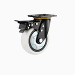 1 Set 8 Inch Flat Bottom Caster Wheels Double Brake Heavy Duty Milky White Nylon (PA) Wheel Universal Wheel