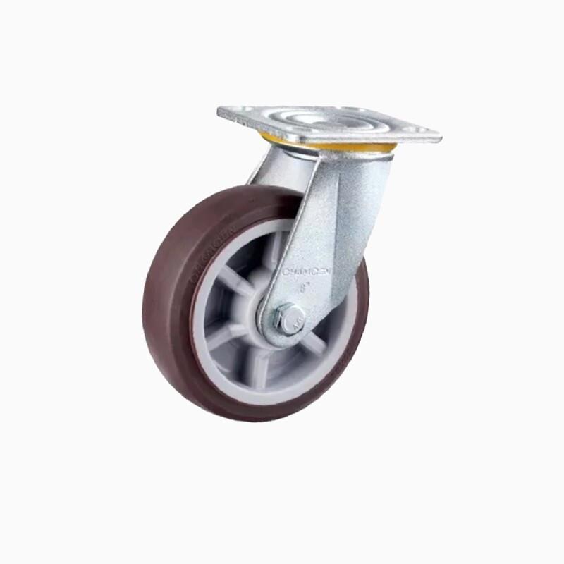 Heavy Duty Universal Wheels 4Pcs 6 Inch Plate Swivel Casters with Double Ball Bearings Flat Bottomed Movable Brown Artificial Rubber Casters