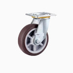 Heavy Duty Universal Wheels 4Pcs 6 Inch Plate Swivel Casters with Double Ball Bearings Flat Bottomed Movable Brown Artificial Rubber Casters