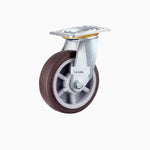 Heavy Duty Universal Wheels 4Pcs 6 Inch Plate Swivel Casters with Double Ball Bearings Flat Bottomed Movable Brown Artificial Rubber Casters