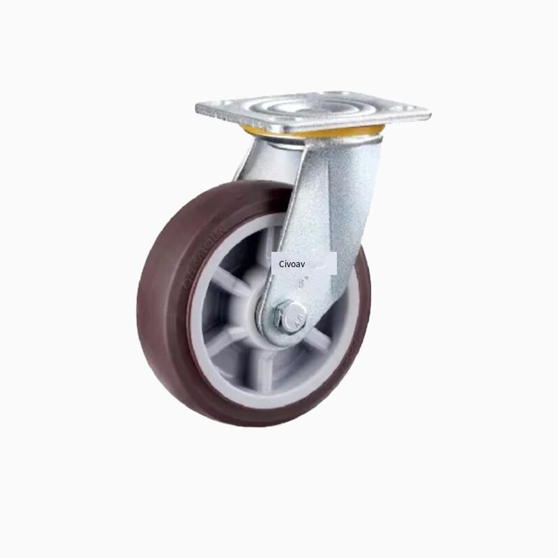 5 Inch Flat Bottom Caster Wheels 4Pcs Movable Coffee Color Artificial Rubber Casters Heavy Duty Universal Wheels - 4Pcs