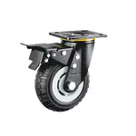 4 Sets 5 Inch Flat Bottom Caster Double Brake Heavy Gray Core Black Foam Caster Universal Wheel