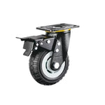 4PCS 4-Inch Heavy Duty Plate Swivel Casters with Double Brake Gray Core Black Foam Caster Universal Wheel - 4Pcs