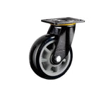 8 Inch Plate Swivel Wheels 4pcs Pack Movable Heavy Duty Casters Gray Core Black Polyurethane Caster Universal Wheel with Double Ball Bearings - 4pcs