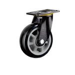 4 Sets 8 Inch Flat Bottom Movable Caster Heavy Duty Gray Core Black Polyurethane Caster Universal Wheel