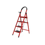 Red Herringbone Ladder Folding Four Step Ladder Thickening Telescopic Aluminum Alloy Ladder Thickening Four Step Ladder Multifunctional Herringbone Ladder Bearing 150kg