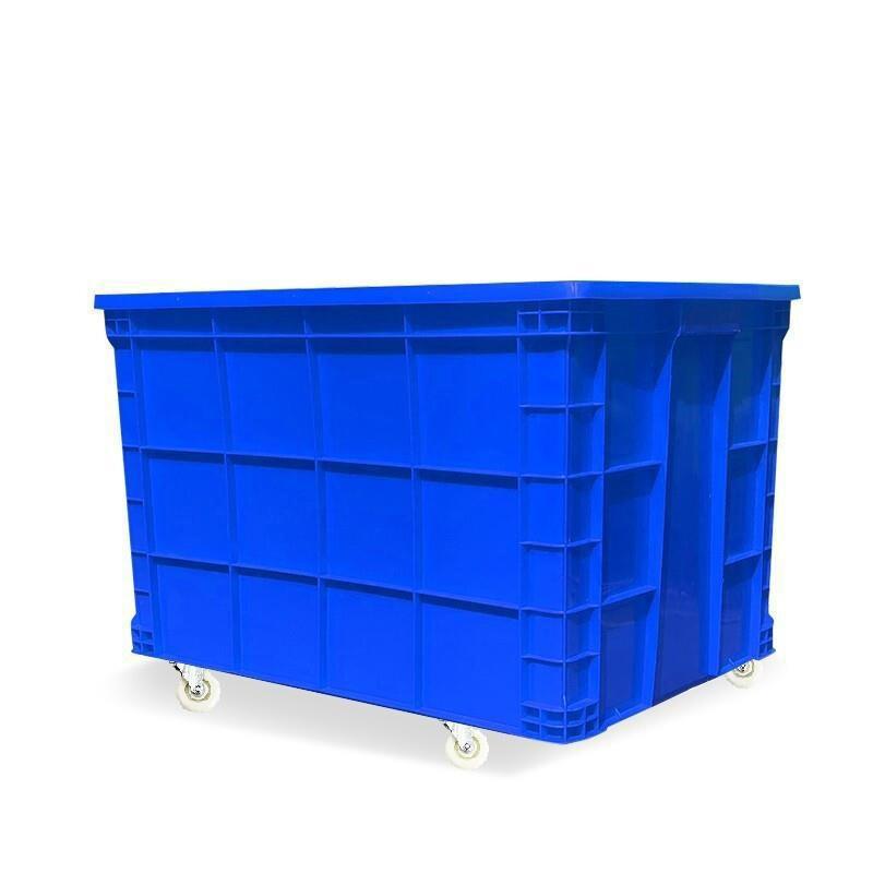 Plastic Turnover Box With Wheels Logistics Box Thickened Clothing Basket Storage Logistics Plastic Frame Rectangular With Cover 590 * 480 * 420mm Blue