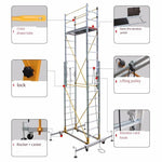 Aluminum Alloy Scaffold 2200 * 2100 * 6900mm Folding Lifting Platform With Wheel Movable Frame Engineering Ladder Mobile Scaffold