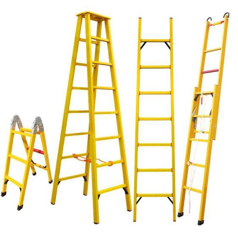 4m FRP Lifting Insulation Ladder Yellow  Suitable Electric Power, Construction and Building