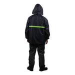 Split Raincoat Set With Reflective Strip Black Free Size