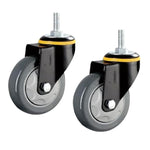 3 Inch Dark Gray Swivel Caster 4pcs Pack Medium Polyurethane (PU) Wheels with Double Ball Bearing Universal Wheel - 4pcs