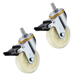 Beige Polypropylene (PP) Caster 4Pcs 5-Inch Plastic Wheels with Double Brake Medium Duty Universal Wheel with Double Ball Bearing - 4Pcs