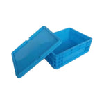 600 * 400 * 280mm Plastic Basket Turnover Box With Cover Thickened Blue