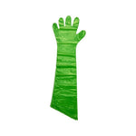 90cm 50 Pieces / Box Disposable  Gloves Tear Resistant And Leakage Proof Elongated PE Green Gloves