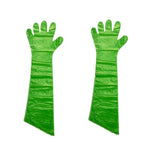 90cm 50 Pieces / Box Disposable  Gloves Tear Resistant And Leakage Proof Elongated PE Green Gloves