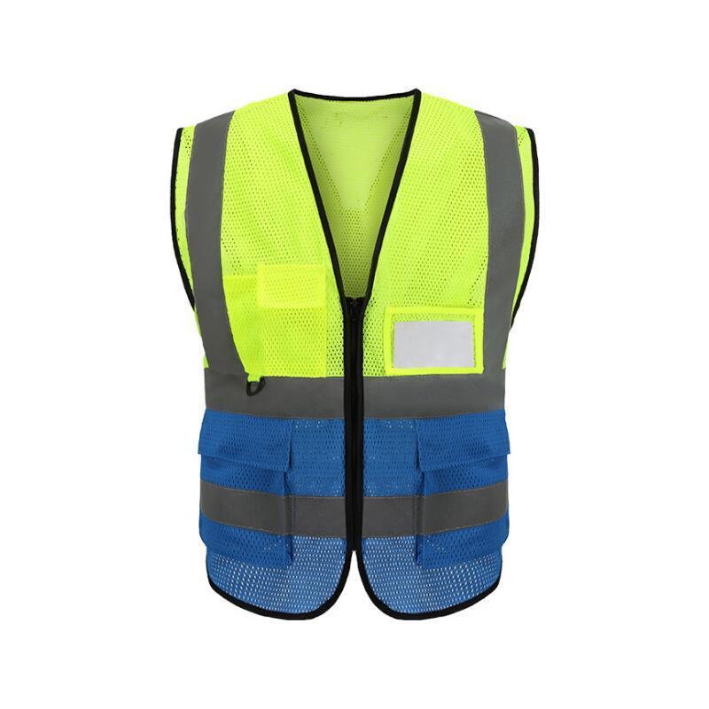 Multi-Pocket Reflective Vest Reflective Vest Peach Net Fluorescent Yellow