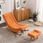 Lazy Sofa Single Nordic Rocking Chair Recliner Adult Nap Home Leisure Living Room Leisure Chair Orange Chenille + Footstool