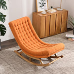 Lazy Sofa Single Nordic Rocking Chair Recliner Adult Nap Home Leisure Living Room Leisure Chair Orange Chenille + Footstool