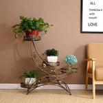 Iron Art Flower Rack Storage Flower Pot Rack Balcony Living Room Bedroom Courtyard Flower Rack Sub Medium Copper 3 Pots