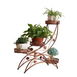 Iron Art Flower Rack Storage Flower Pot Rack Balcony Living Room Bedroom Courtyard Flower Rack Sub Medium Copper 3 Pots