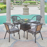 Outdoor Balcony Table And Chair Rattan Chair Combination Courtyard Tea Table Rattan Chair Charm Coffee 4 Chair + 80 Square Table