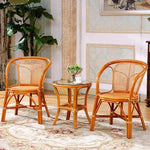 Real Rattan Chair Three Piece Set Balcony Table Chair Living Room Leisure Chair Knitting Modern Simple Tea Table Back Single Teng Chair