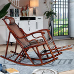 Balcony Leisure Solid Wood Real Rattan Weaving Rocking Chair Sofa Household Adult Back Reclining Chair Single Casual Chair Single Rocking Chair