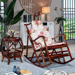 Balcony Leisure Solid Wood Real Rattan Weaving Rocking Chair Sofa Household Adult Back Reclining Chair Single Casual Chair Single Rocking Chair