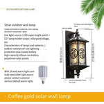 Solar Wall Lamp Household Outdoor Waterproof Courtyard Lamp New Chinese Outdoor Corridor Villa Door Induction LED Lamp Solar Warm Light