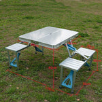 Outdoor Folding Tables And Chairs Siamese Exhibition Table Beach Stall Portable Integrated Barbecue Stall Four Person Seat Suit Camping Picnic Tables