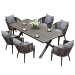 Outdoor Table Chair Rattan Chair Leisure Combination Nordic Garden Courtyard Villa Terrace Table Chair Outdoor Rattan Chair Long Table Single Chair