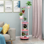 Flower Rack Indoor Multi-storey Mobile Flower Rack Living Room Green Rose Chlorophytum Flower Rack Flower Pot Rack Pulley Round Six Storey White Rack + Yellow Board