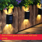 Solar Outdoor Lamp Garden Small Wall Lamp Landscape Decoration LED Lamp Courtyard Terrace Fence Atmosphere Up And Down Luminous Wall Lamp 4 Sets