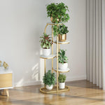 Home Nordic Modern Iron Flower Rack Indoor Multi-layer Green Plant Flower Pot Rack Living Room Rack Balcony Simple Floor Flower Table Three Layers Of Gold