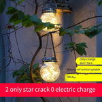 Solar Garden Lamp Outdoor Waterproof Decorative Hanging Lamp Color Lamp Household Villa Garden Landscape Glass Crack Chandelier Warm Light 2 Sets