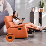 Technology Cloth Single Lazy Sofa Living Room Bedroom Real Leather Manual Multifunctional Lying Leisure Capsule Rocking Chair Sunset Orange