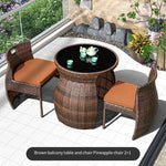 Rattan Chair Three Piece Set Outdoor Balcony Small Table And Chair Combination Brown Balcony Table And Chair Pineapple 2 + 1