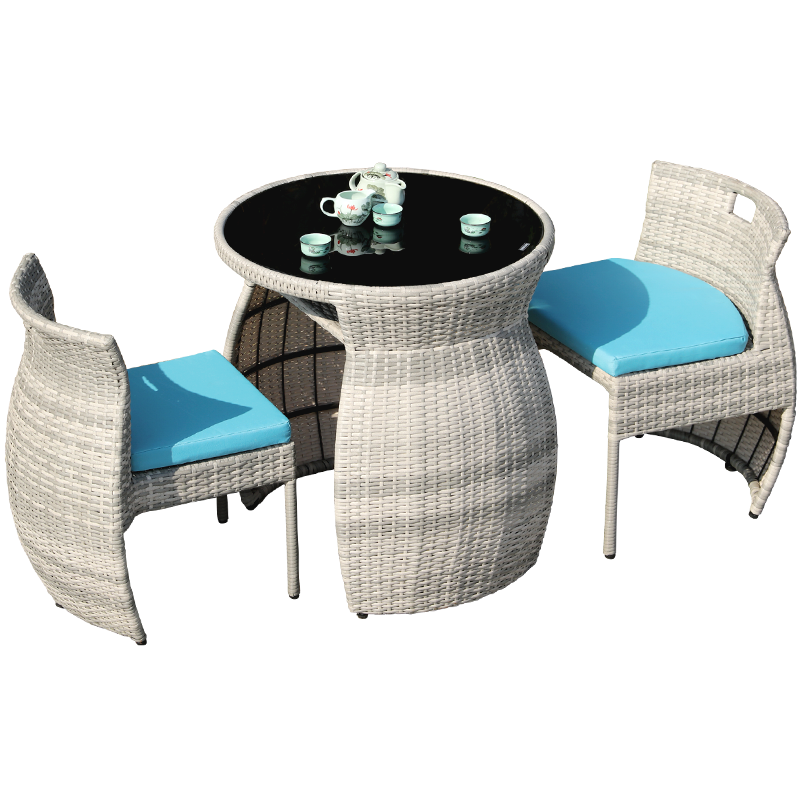 Rattan Chair Three Piece Set Outdoor Balcony Small Table And Chair Combination Brown Balcony Table And Chair Pineapple 2 + 1