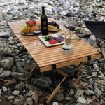 Egg Roll Table Solid Wood Outdoor Folding Table Chair Self Driving Camping Portable Solid Wood Picnic Table Set 120cm Egg Roll Table