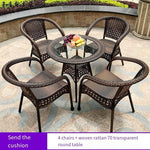 Balcony Courtyard Tables And Chairs Rattan Chairs 4 Chairs + 1 Transparent Round 70cm
