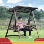 Swing Chair Outdoor Solid Wood Swing Courtyard Rocking Chair Household Hanging Basket Chair Balcony Anticorrosive Wood Swing Double Hanging Chair